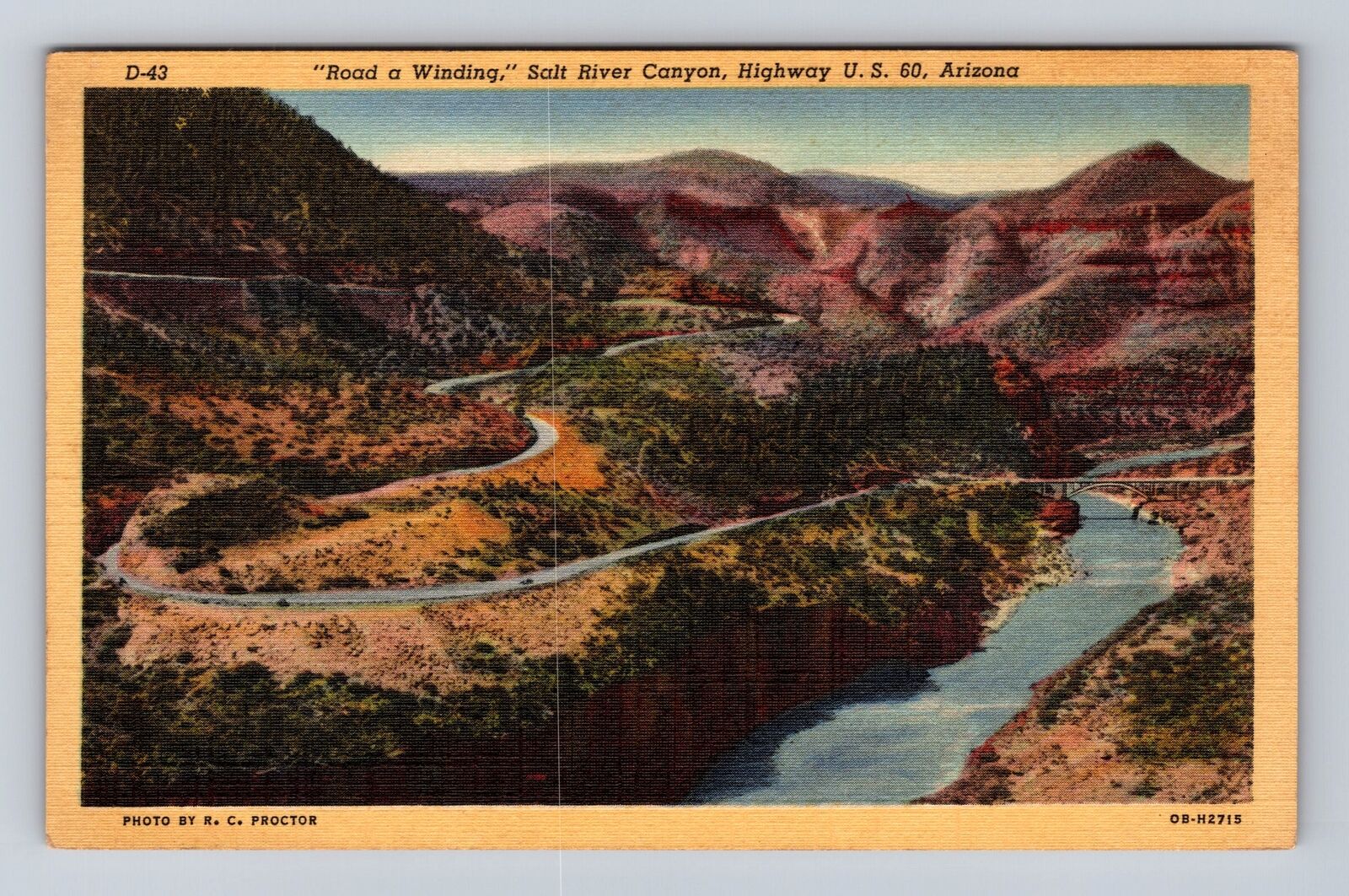 Salt River Canyon AZ-Arizona, Hwy 60, Salt River Canyon, Vintage Postcard