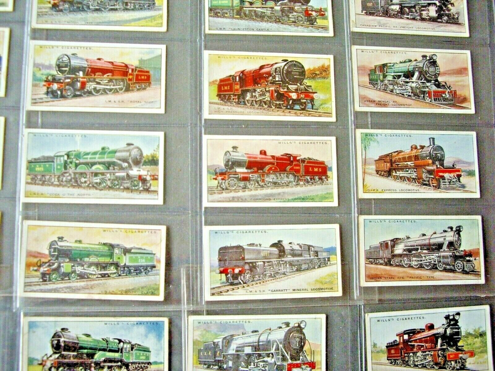 Railway Locomotives Vintage 1930 Wills Cigarette Card Set 50/50. Very Fine.