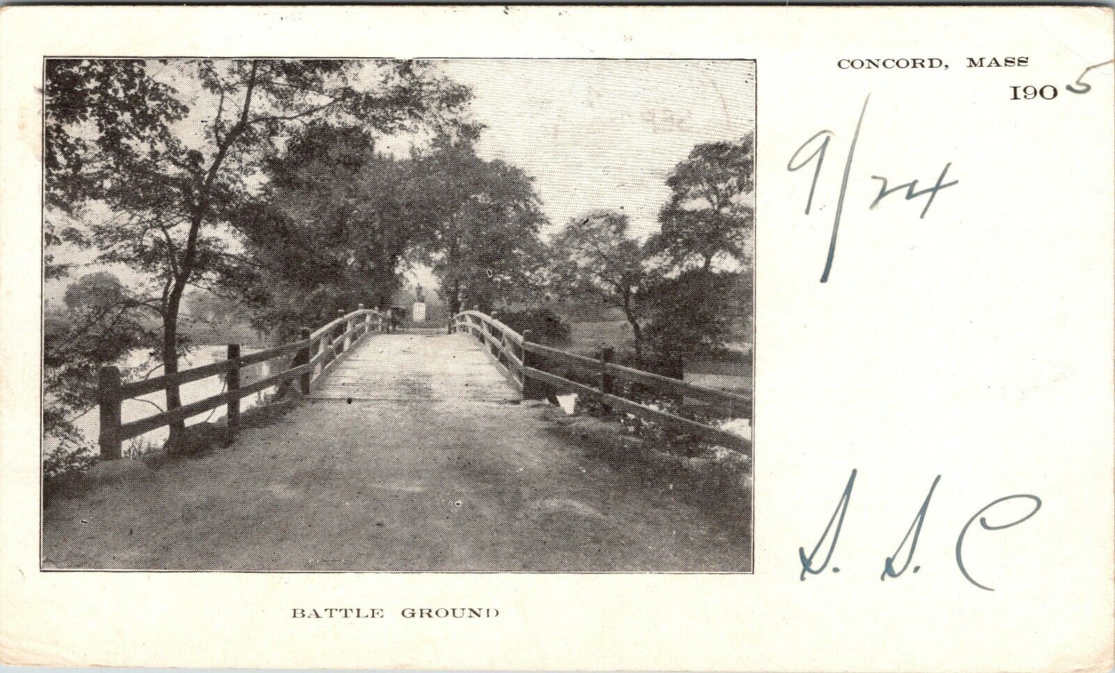 1905 Concord Massachusetts Battle Ground  Antique Postcard (c. 1901-1907)