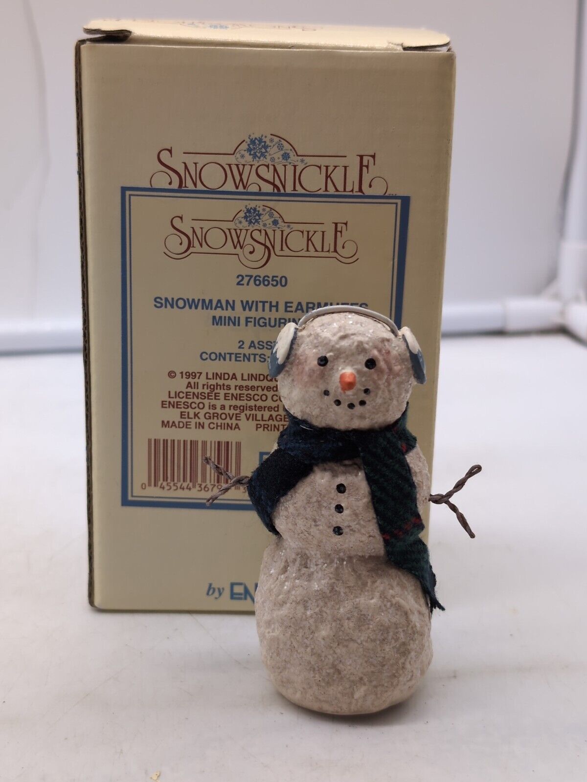 1997 Enesco Snowsnickle Snowman With EARMUFFS Mini Figure 