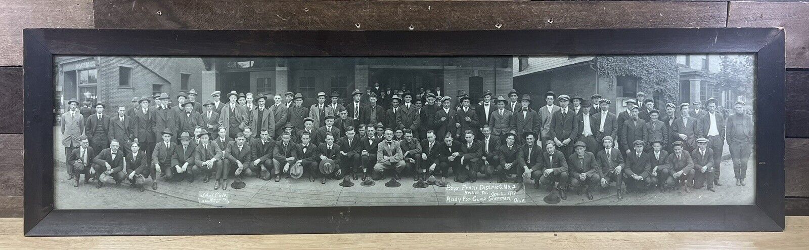 Antique 1917 Framed Boys From District No.2 Beaver, Pa Camp Sherman, Oh Photo