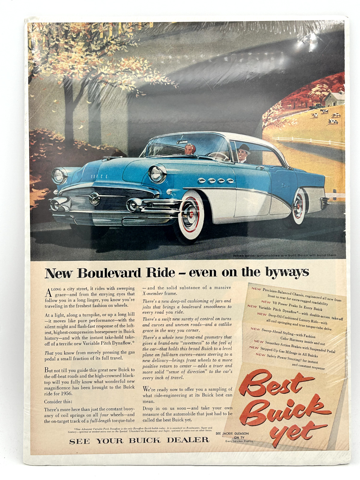1956 BUICK Boulevard Ride Blue White Car General Motors Cars Vintage Print Ad
