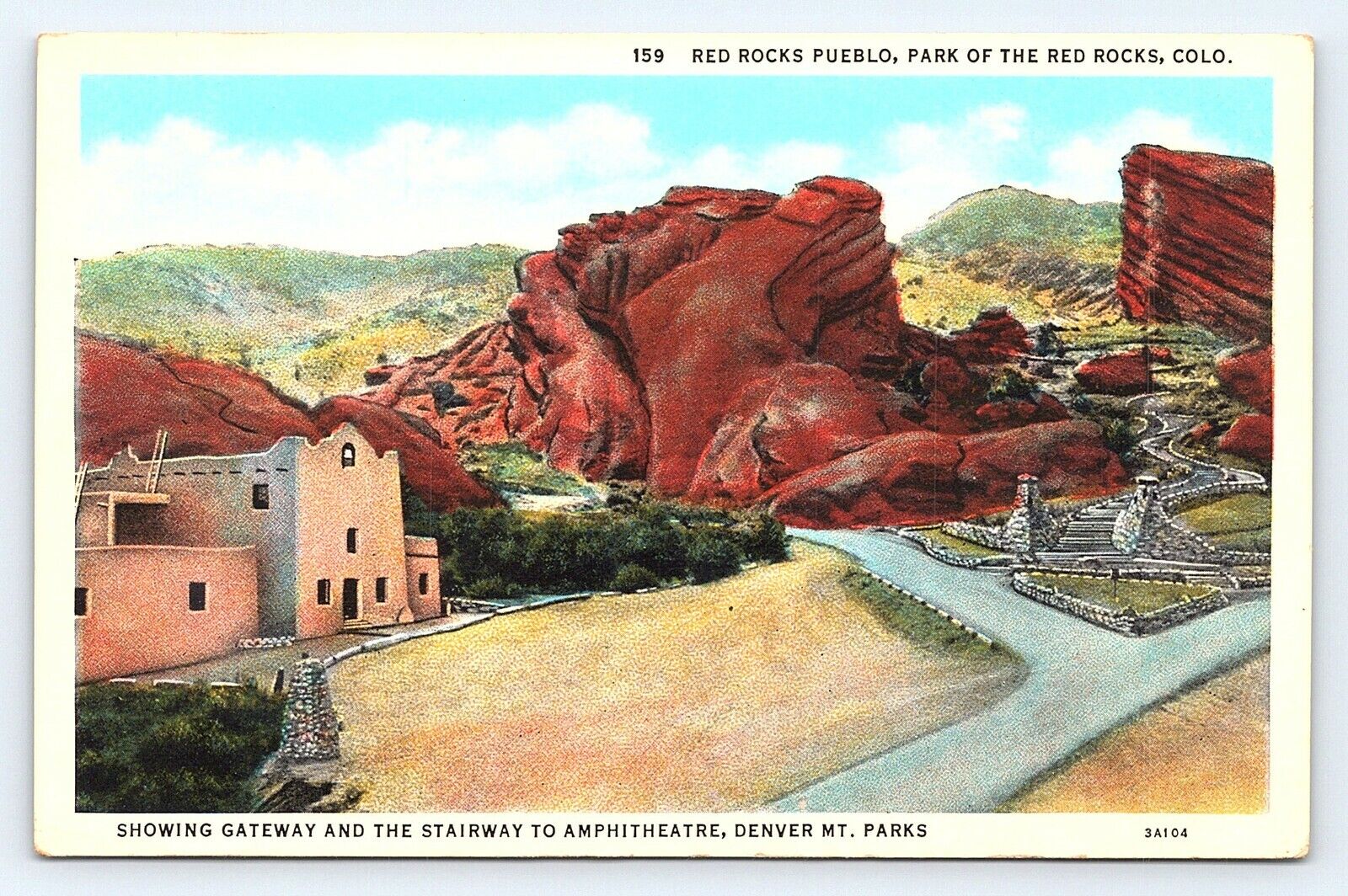 c1920s Red Rocks Pueblo Colorado Indian Feast Menu Advertising WB Postcard C22