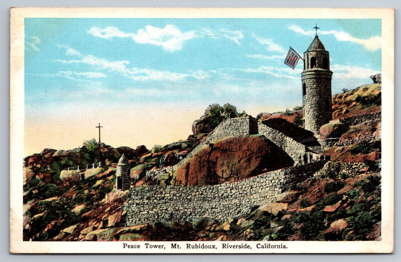 Peace Tower. Mt Rubidoux. Riverside California Postcard
