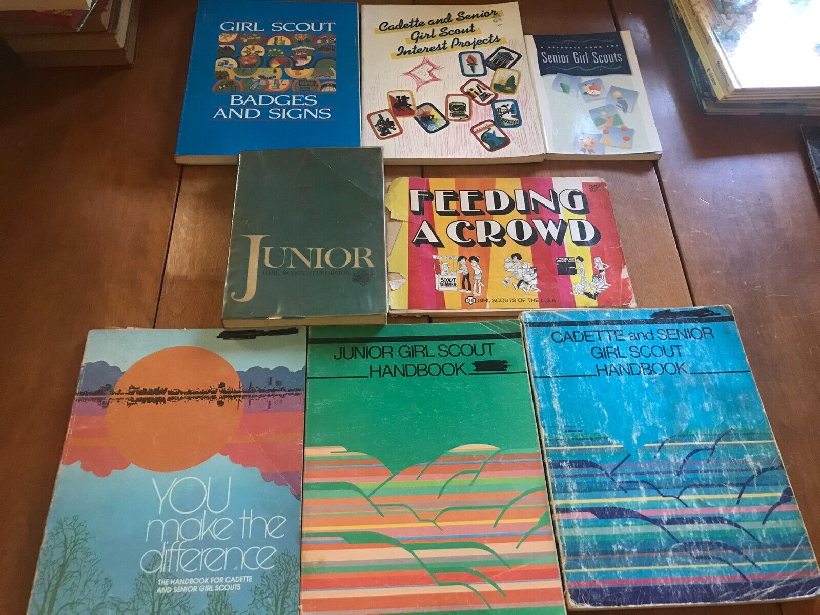 8 Vintage Girl Scout books - handbooks and more 1960s-1990s