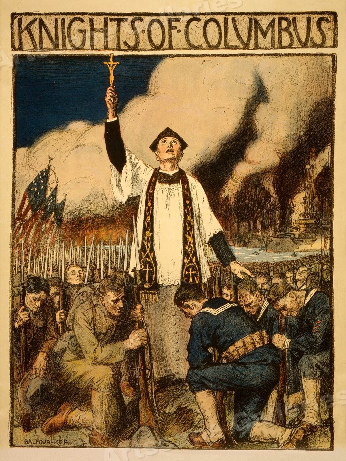 1917 Knights of Columbus US Army World War I Poster - 24x32