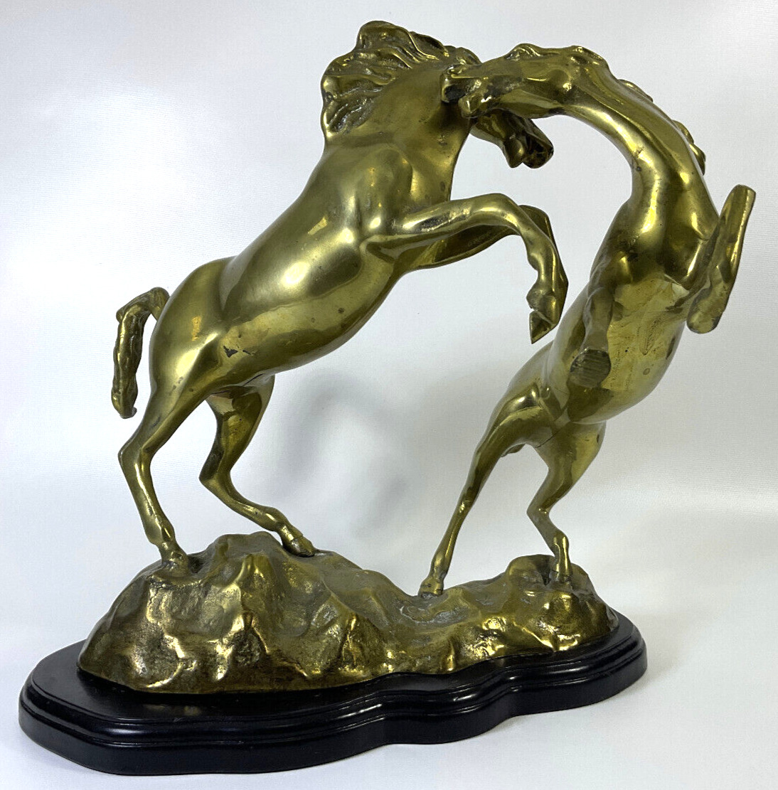 Brass Rearing Galloping Horses Stallions Sculpture Vintage