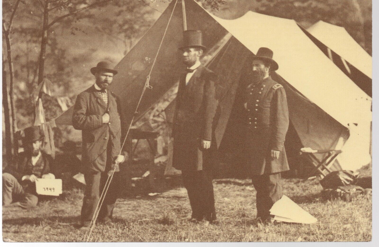 Postcard President Lincoln at Antietam Allan Pinkerton General McClernand Vtg