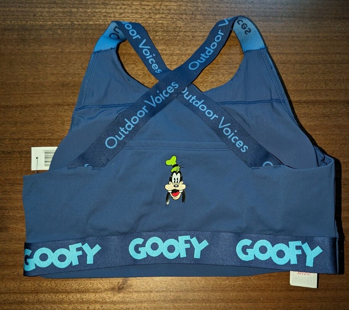 Disney Parks Outdoor Voices Blue Goofy Sports Bra Large NEW