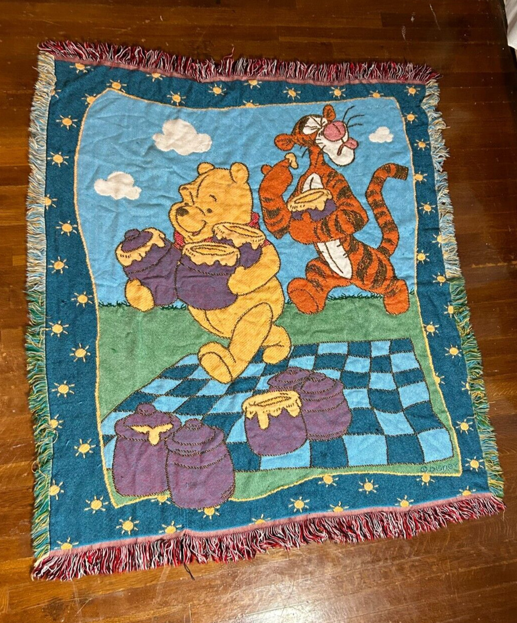 Beacon Vintage Disney Licensed Winnie the Pooh Tigger Fringe Throw Blanket 50x58