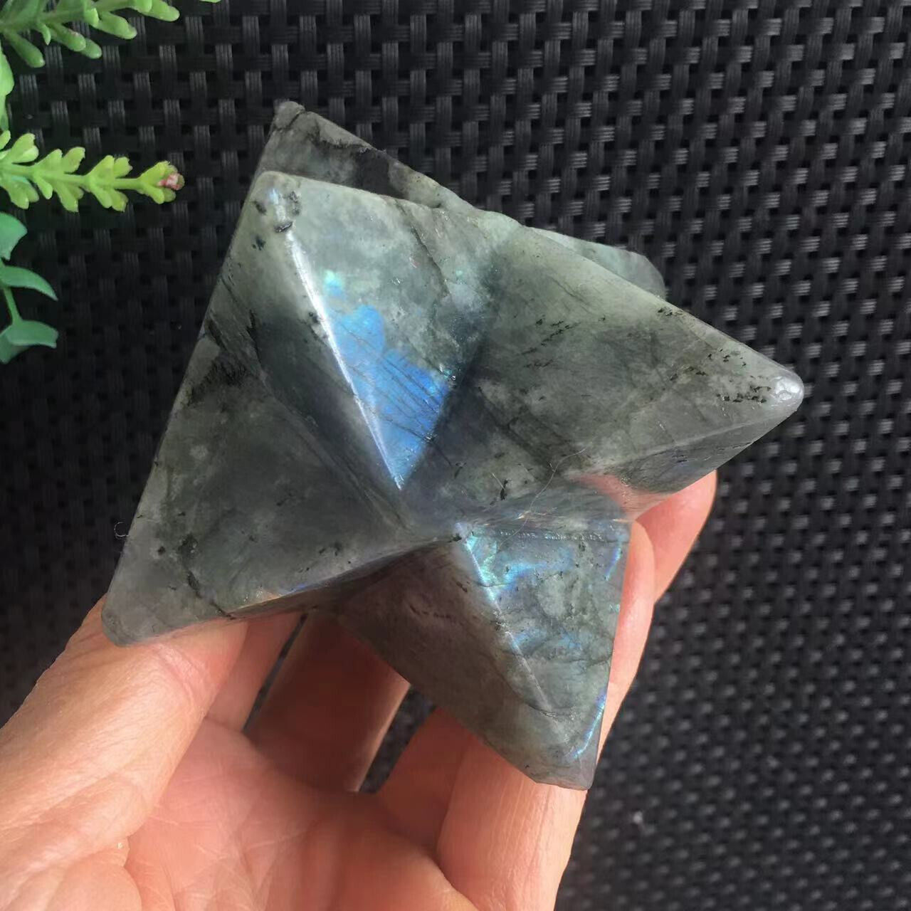 295g Labradorite Stone Merkabah Star Carving Magic Stone Quartz Crystal