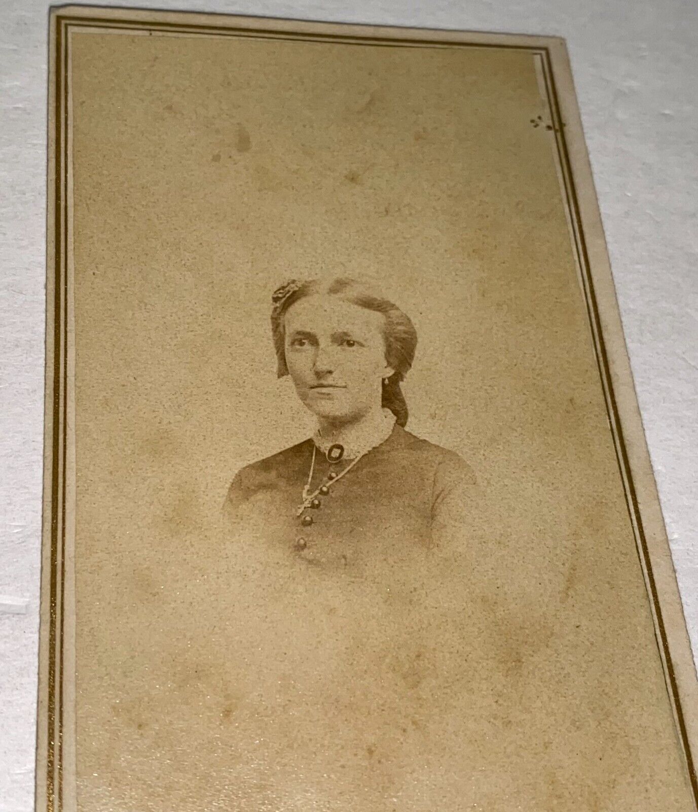 Rare Antique American Civil War Era M. A. Thurston CDV Photo Tax Stamp Maine