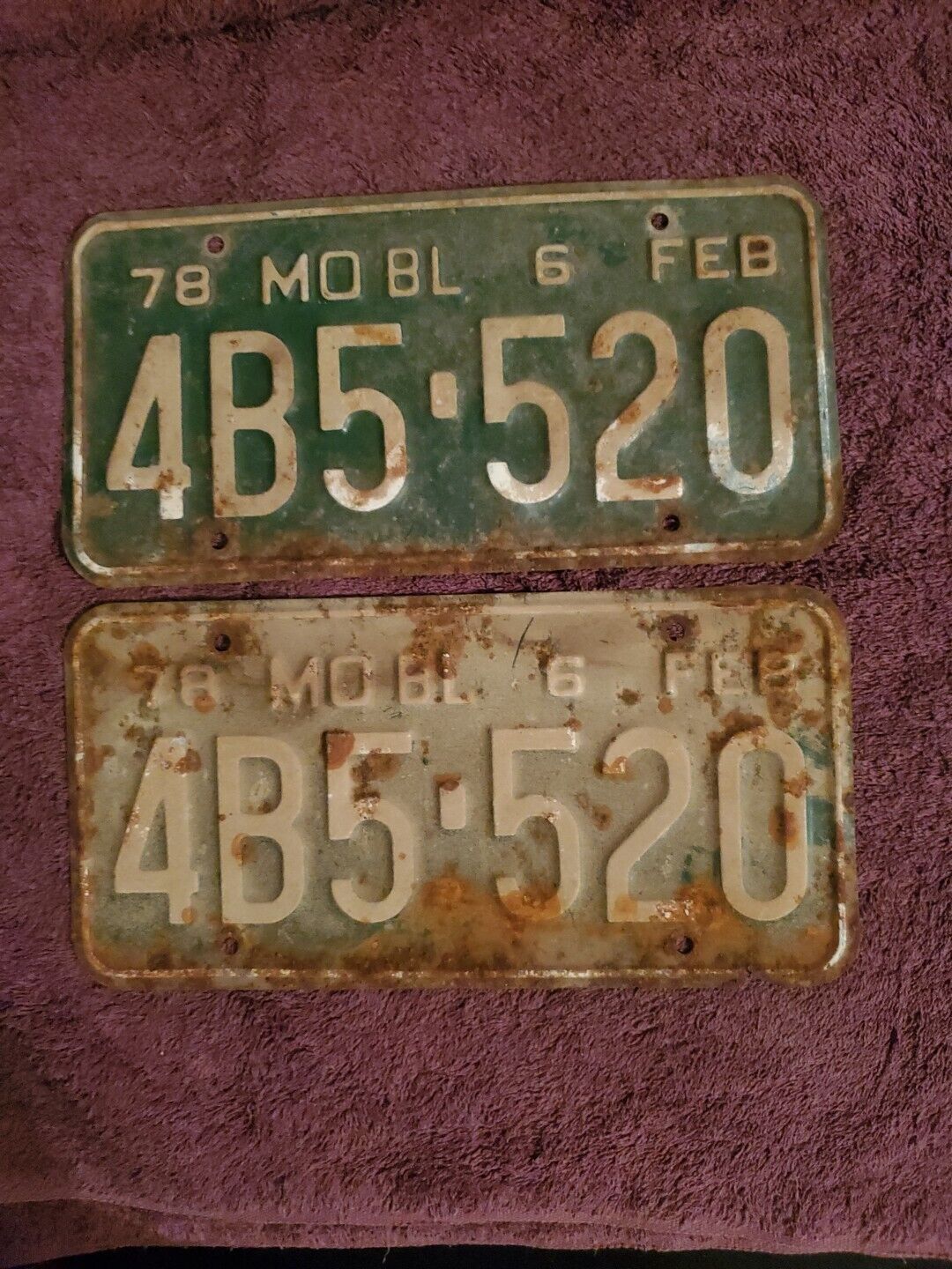 1978 Missouri License Plate MO BL Pair SET  FEB Auto Ford Chevy 4B5 520 Man Cave