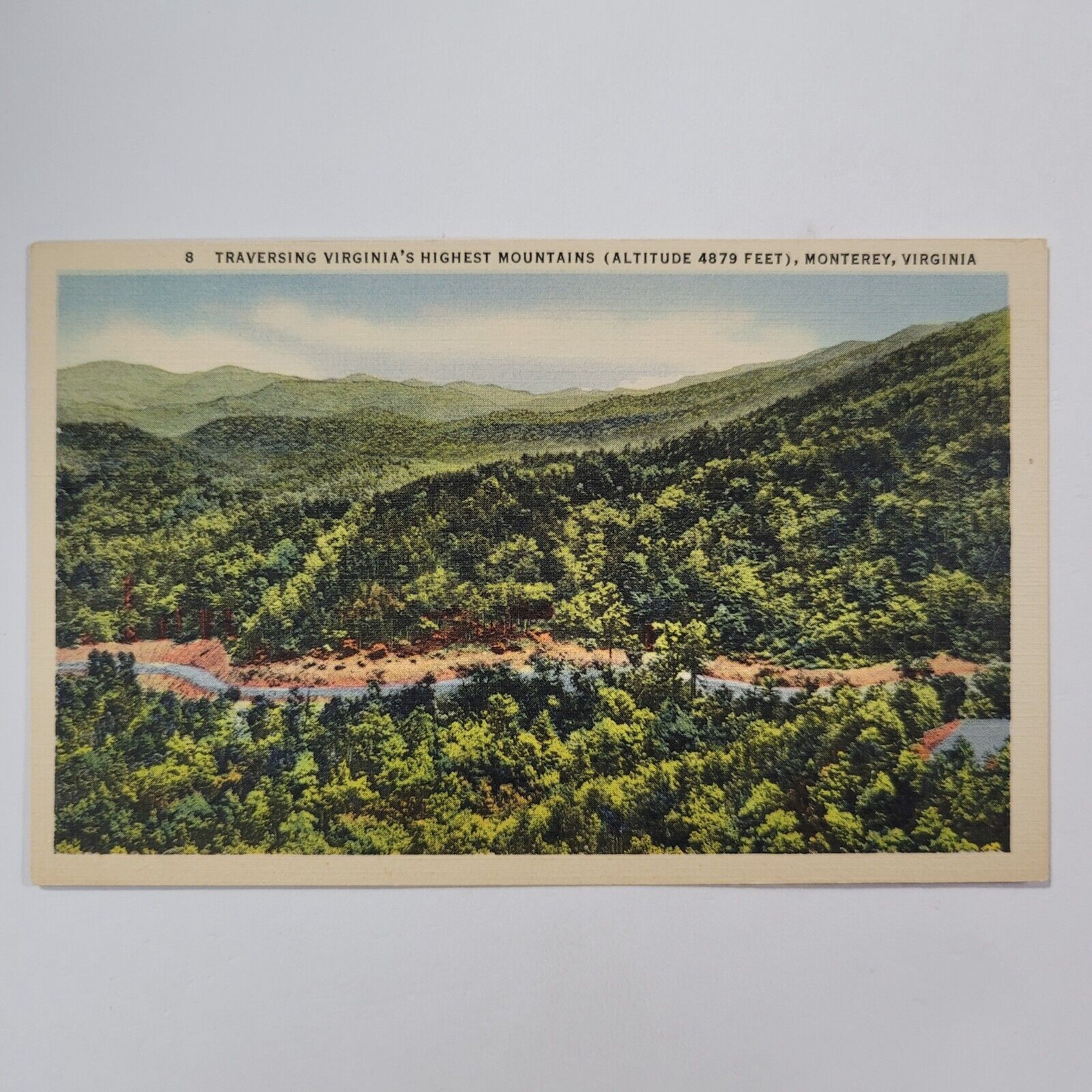 Virginia's Tallest Mountains Vintage Linen Postcard Monterey Virginia c1950s