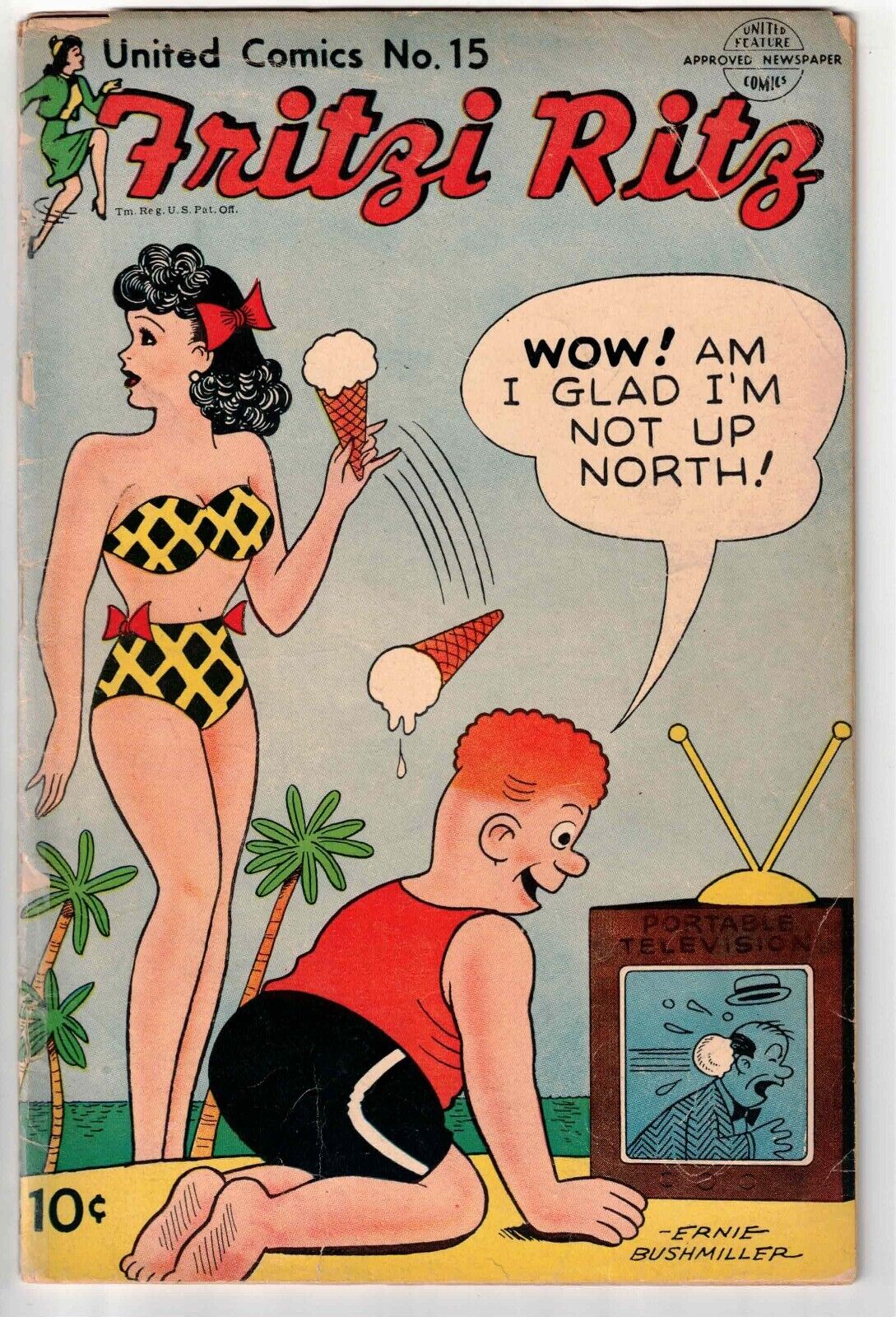 UNITED COMICS #15 1951 SEXY BIKINI CHEESECAKE COVER GOLDEN AGE