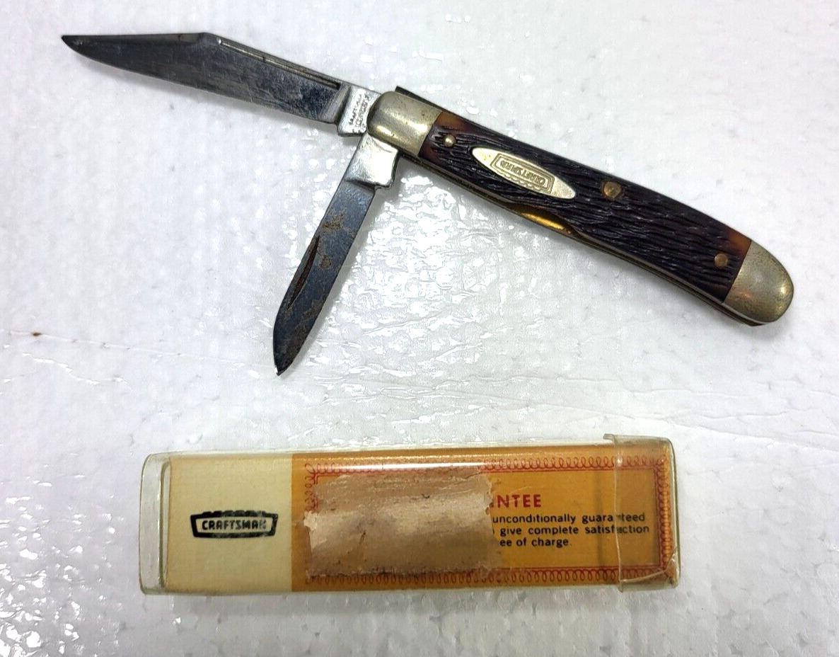 1960\'s Craftsman #9507 Peanut Pocketknife USA Jigged Delrin Handles