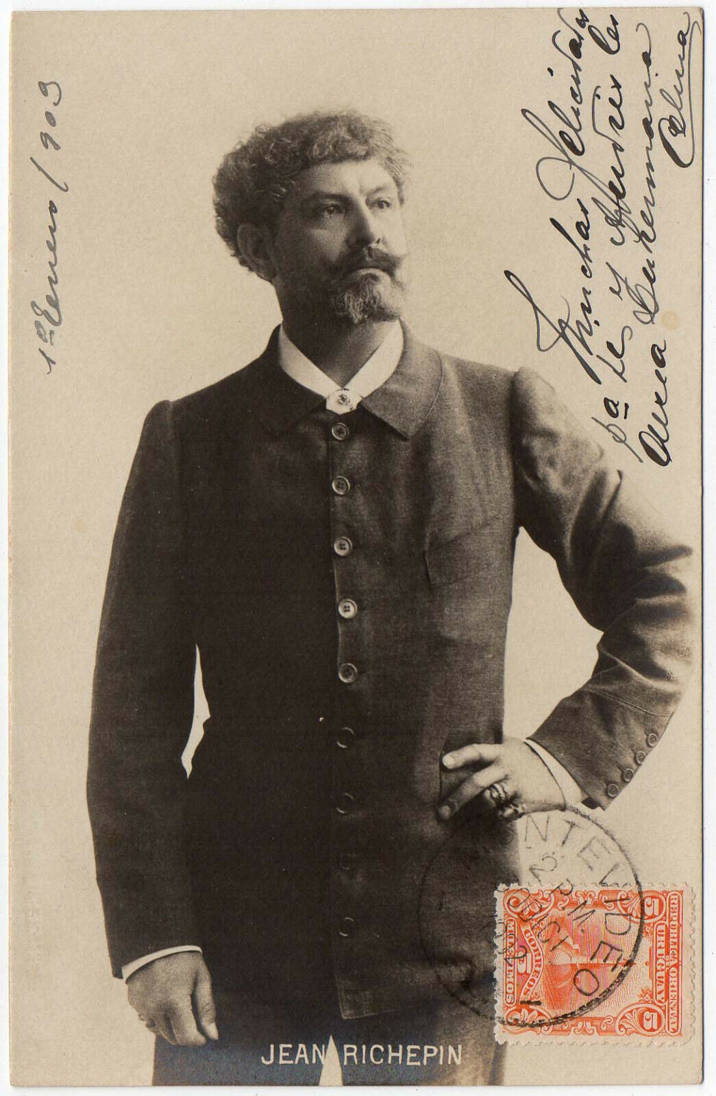 JEAN RICHEPIN FRENCH POET REAL PHOTO POSTCARD 1902
