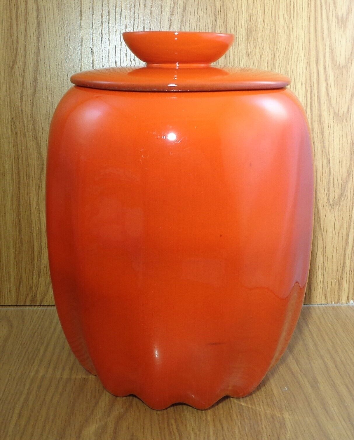 Frankoma Pottery 25F LARGE ORANGE RED COOKIE JAR