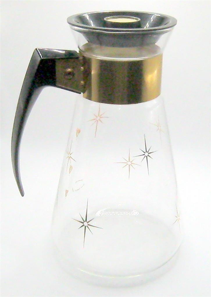 Vintage Corning Atomic Gold Starburst Coffee Pot 6 Cup Carafe