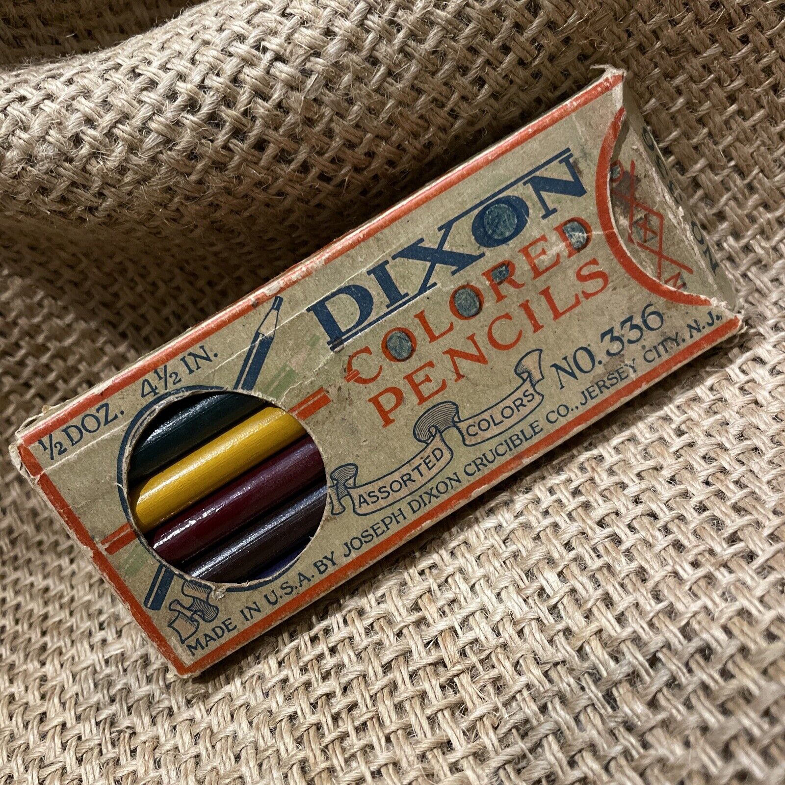 Vtg Joseph Dixon Colored Pencil Crayons Crucible Co USA No 336 Jersey City NJ