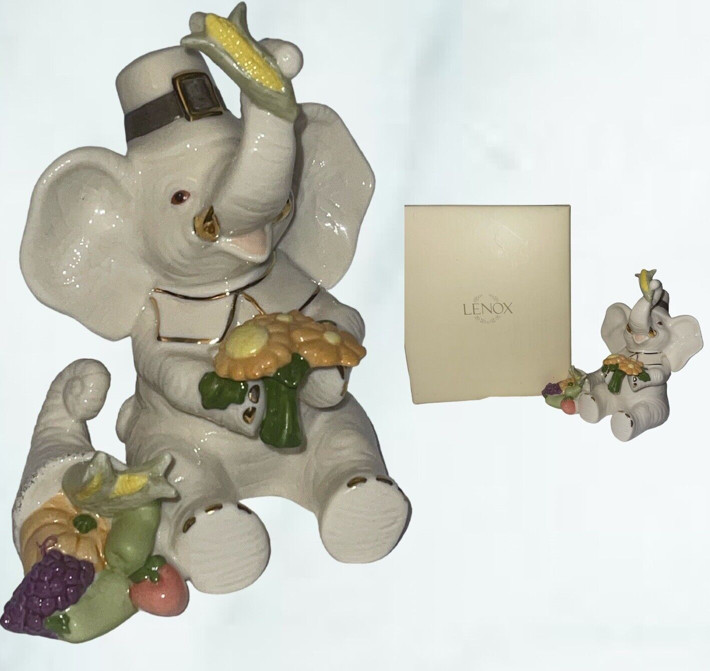 Lenox “Pachyderm Pilgrim” Elephant Figurine Thanksgiving China w/COA & Box