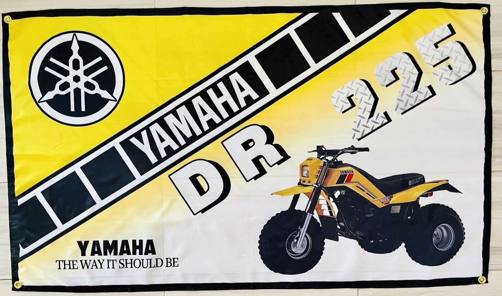 1986 Yamaha YTM 225 DR DX ATC FLAG BANNER MAN CAVE GARAGE huffy torex atv Tri Z