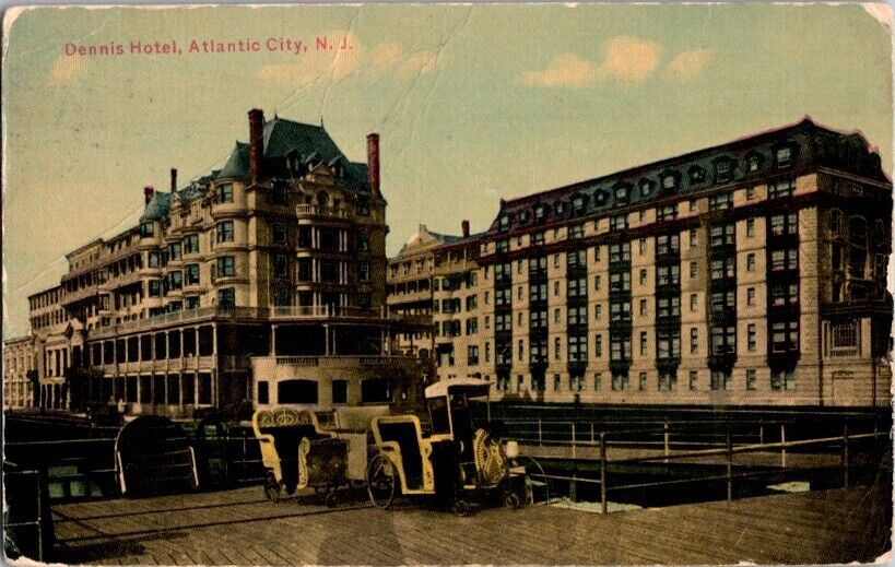 Vintage Postcard Dennis Hotel Atlantic City NJ New Jersey 1910             I-243