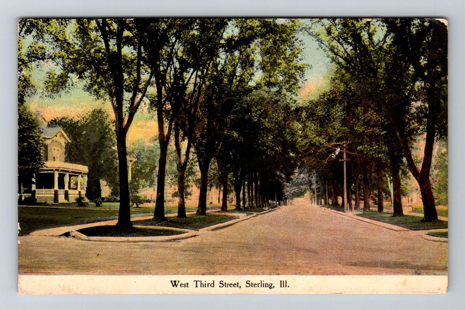Sterling, IL-Illinois, West Third Street Antique c1910 Souvenir Vintage Postcard