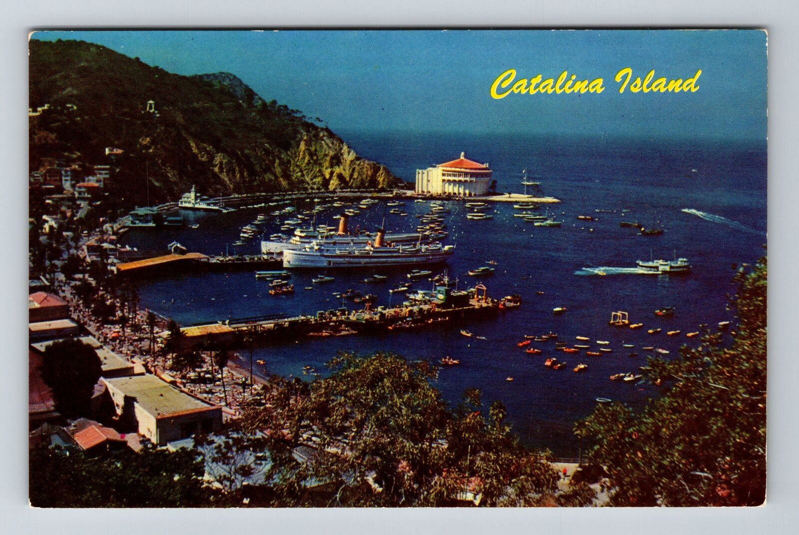 Crescent Bay CA-California, Scenic Aerial Harbor View, Vintage Postcard