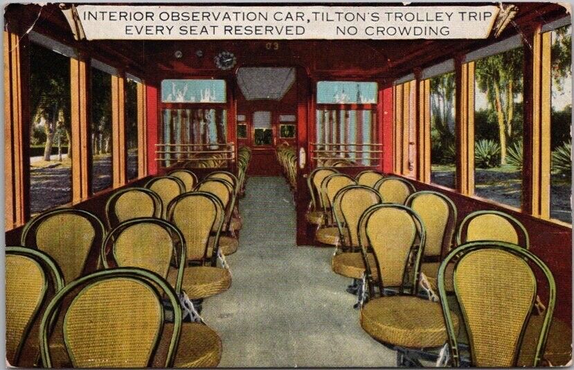 c1910s Long Beach, California Postcard TILTON\'S TROLLEY TRIP Car Interior View
