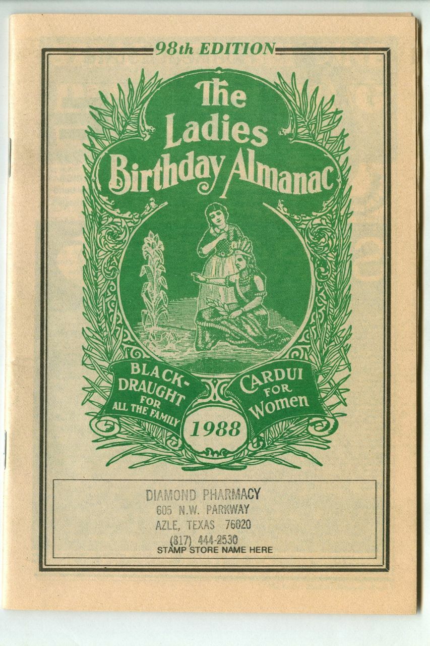 Vintage 1988 LADIES BIRTHDAY ALMANAC Black Draught & Cardui Medicines Complete
