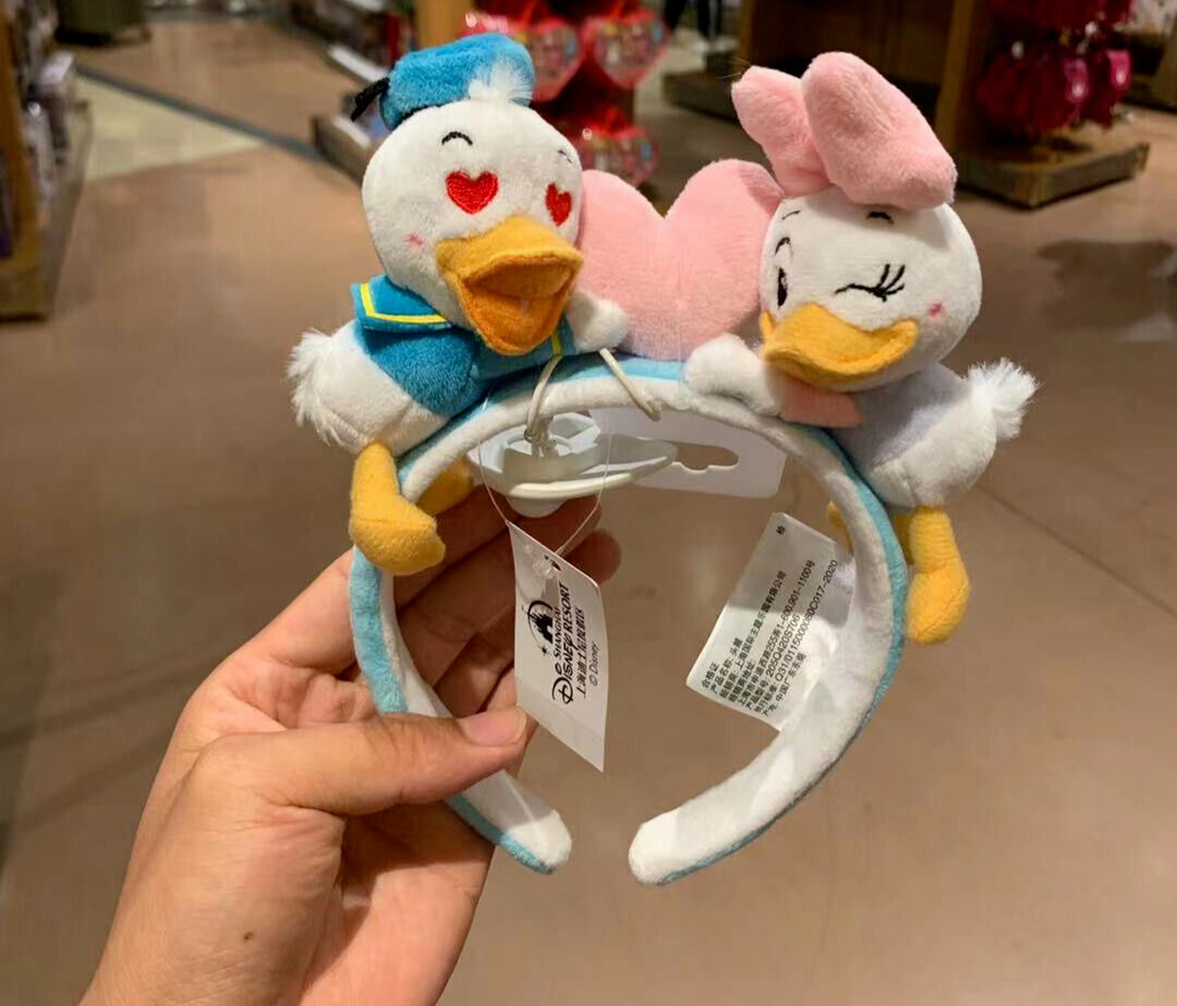 Disney authentic couple donald daisy duck with heart ear Headband Disneyland