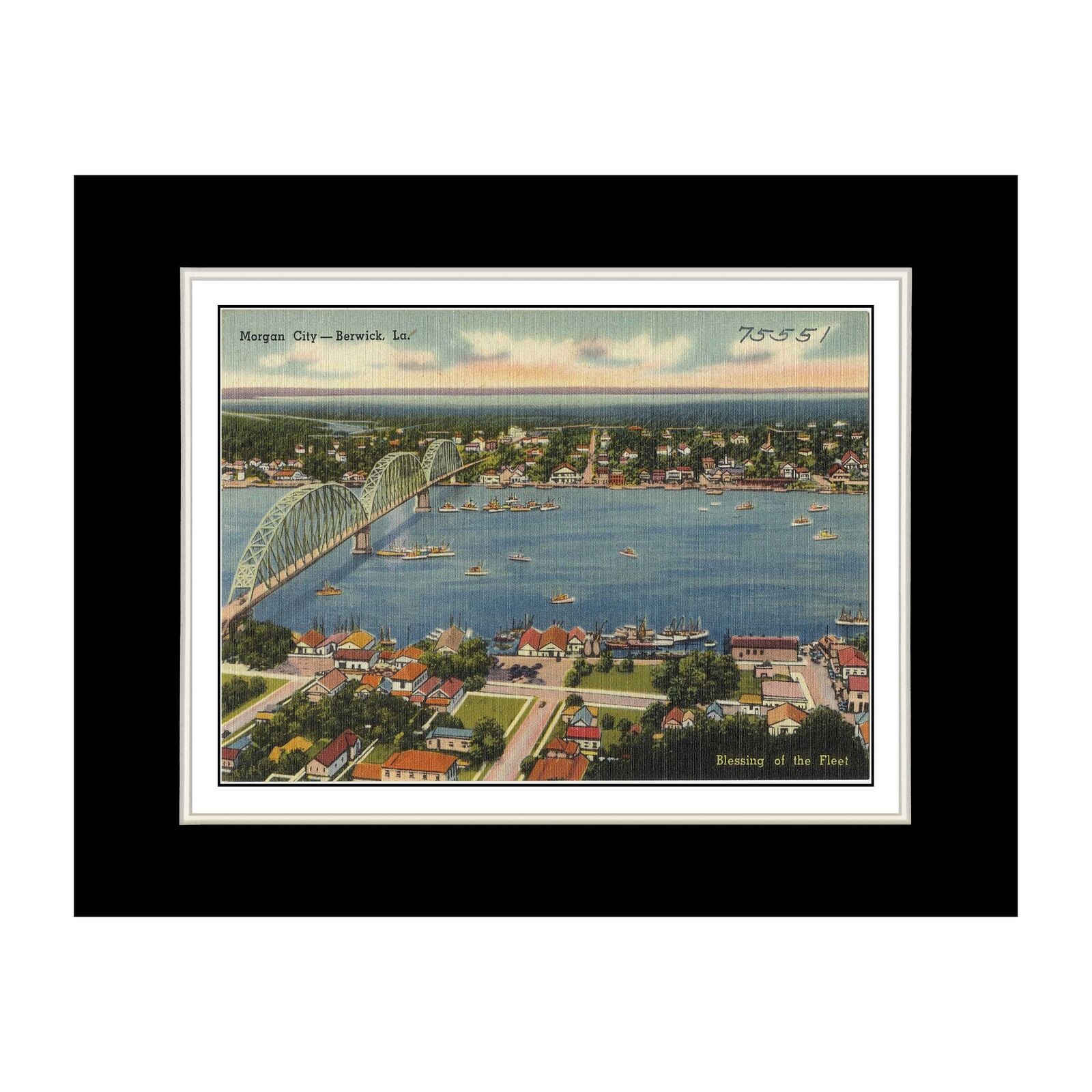 Art Print - Louisiana Postcard - Blessing of the fleet, Morgan City -- Berwick