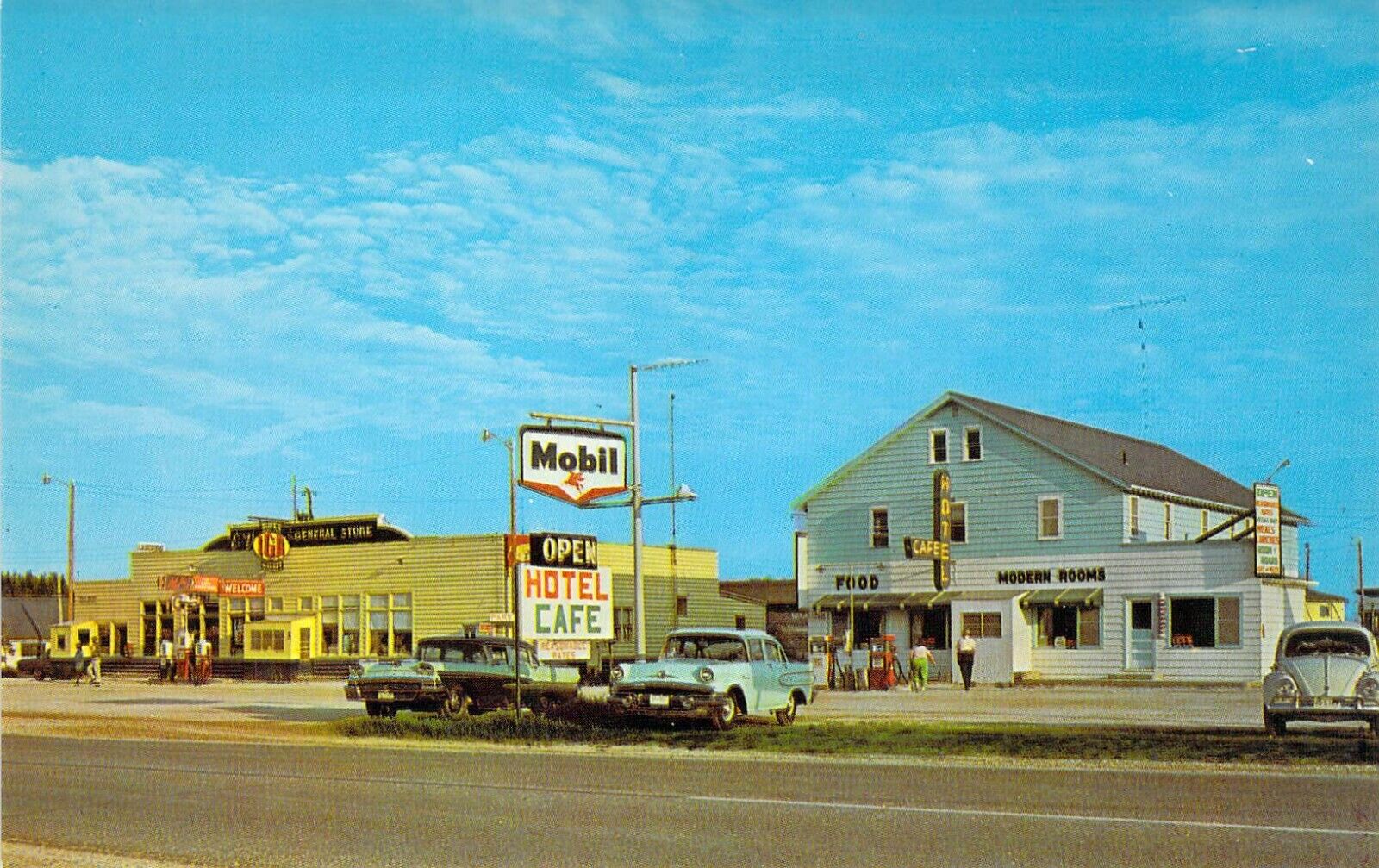 MI Naubinway VALLIERS IGA MOBIL GAS STATION Cafe Motel 1964 Mint postcard M24