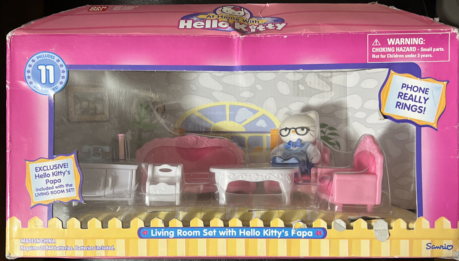 Bandai At Home With Hello Kitty Living Room Set With Hello Kitty\'s Papa Playset