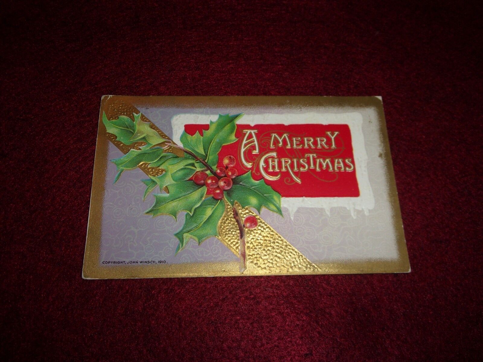 Antique Vintage Christmas Postcard  A Merry Christmas John Winsch 1910
