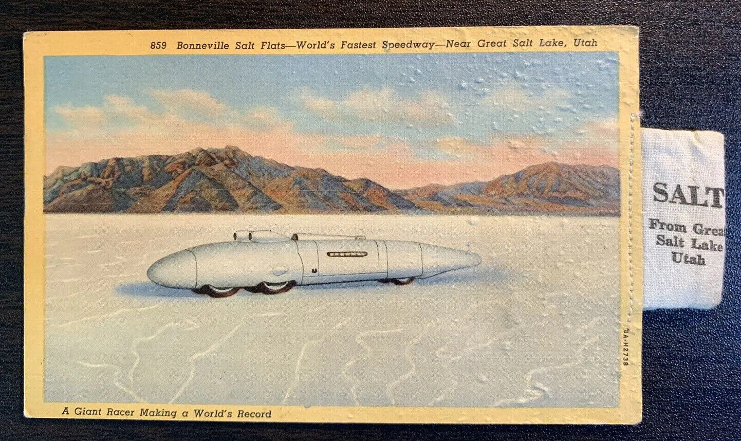 Postcard - Bonneville Salt Flats, World’s Fastest Speedway, Great Salt Lake
