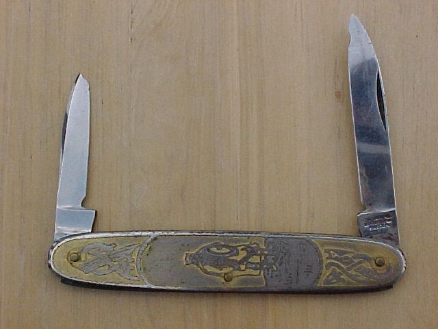 Vintage ROSTFRI Sweden Gentlemen\'s Pen Knife 2 Blades Viking Design