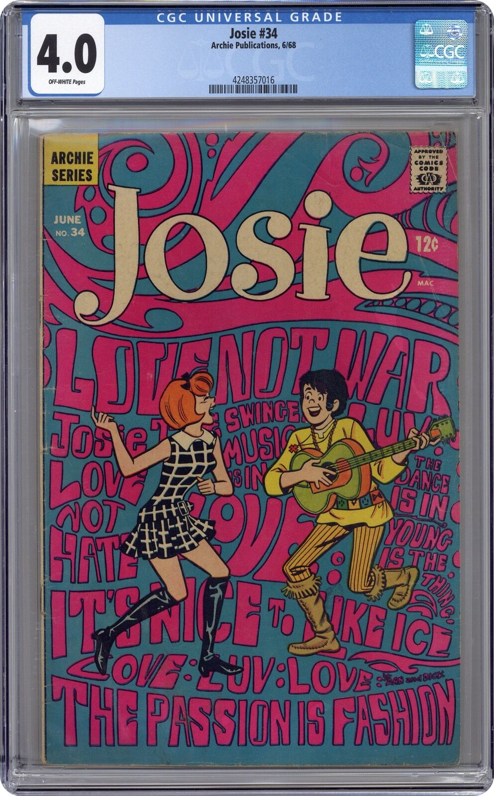 Josie and the Pussycats #34 CGC 4.0 1968 4248357016