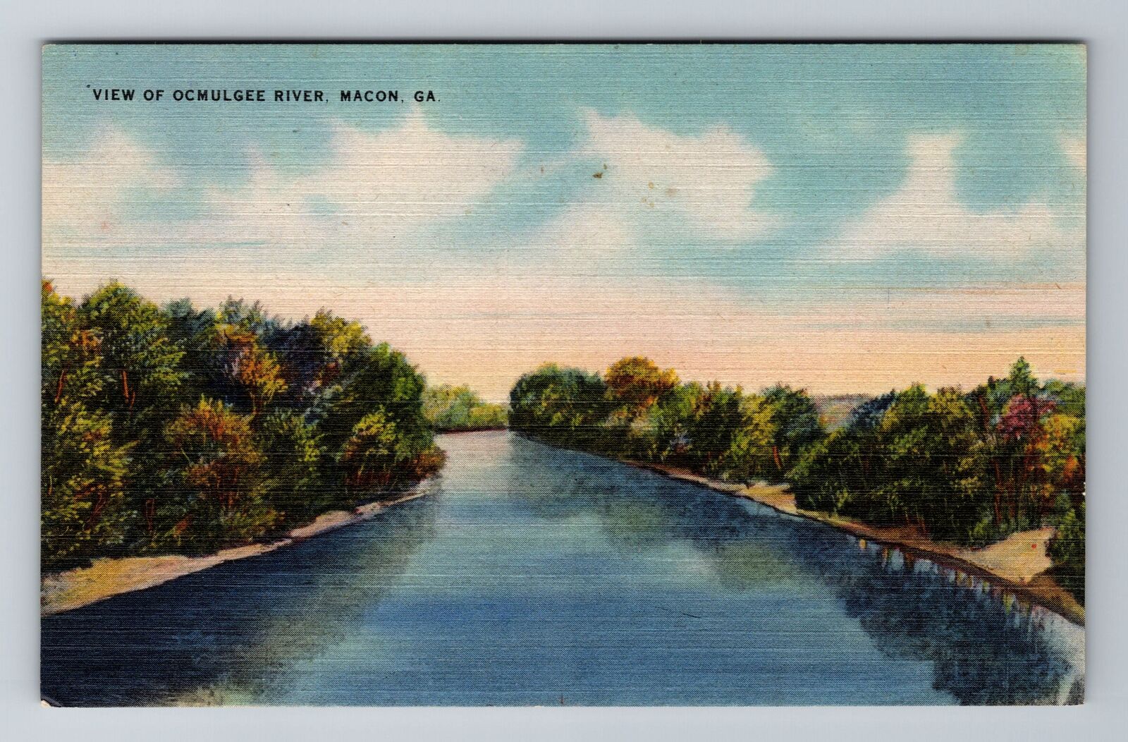 Macon GA-Georgia, View Of Ocmulgee River, Antique, Vintage Souvenir Postcard