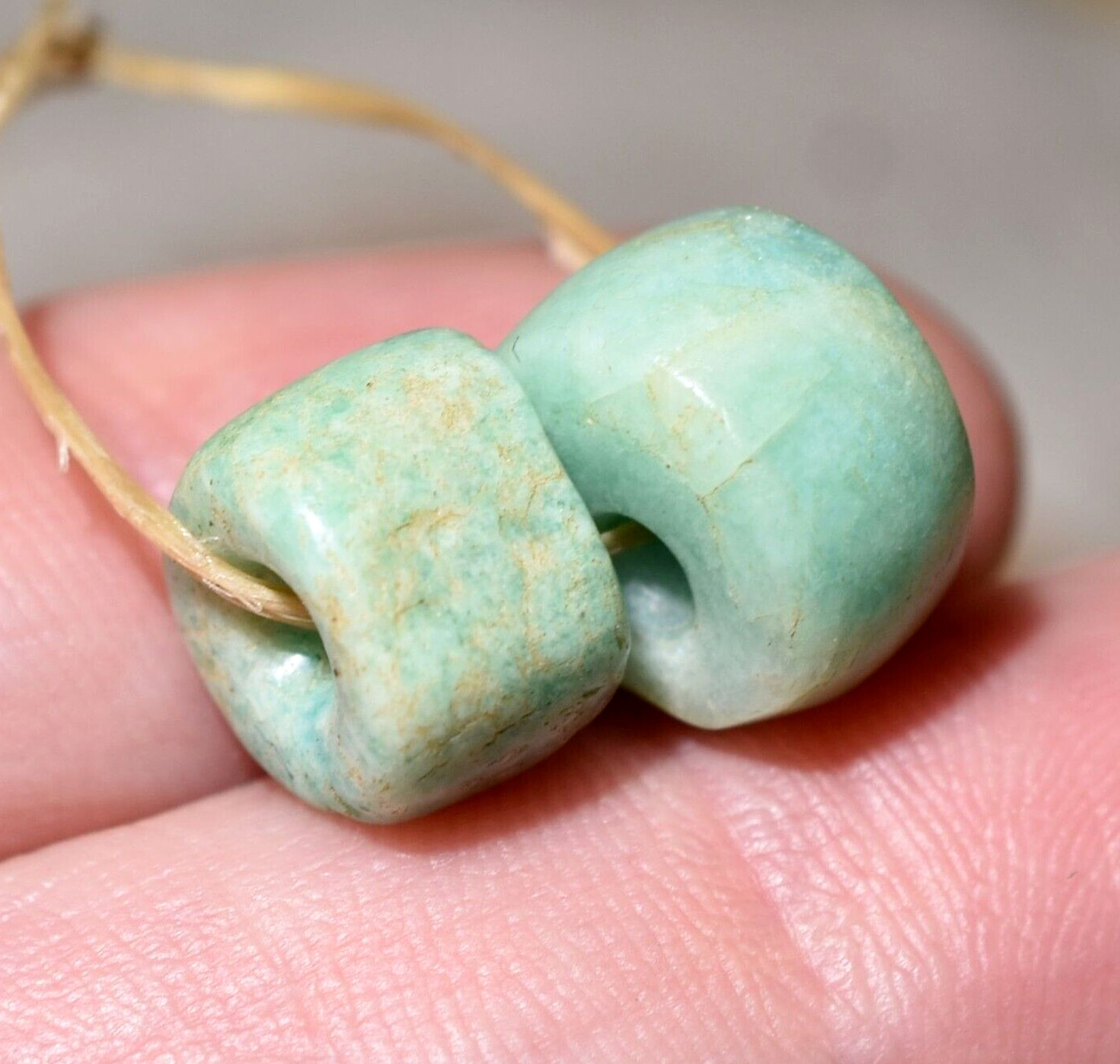 Amazing Ancient Amazonite Handmade Stone Trade Beads Excavated Mauritania Africa