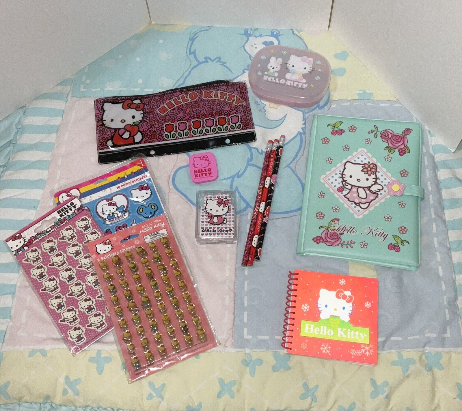 Huge Hello Kitty Lot Pencil Case Playing Cards Stickers Note Pad Some Vintage