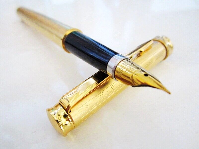 Vintage Classic Engraved Wave Patterns Metallic Fountain Pen - Lucky 324