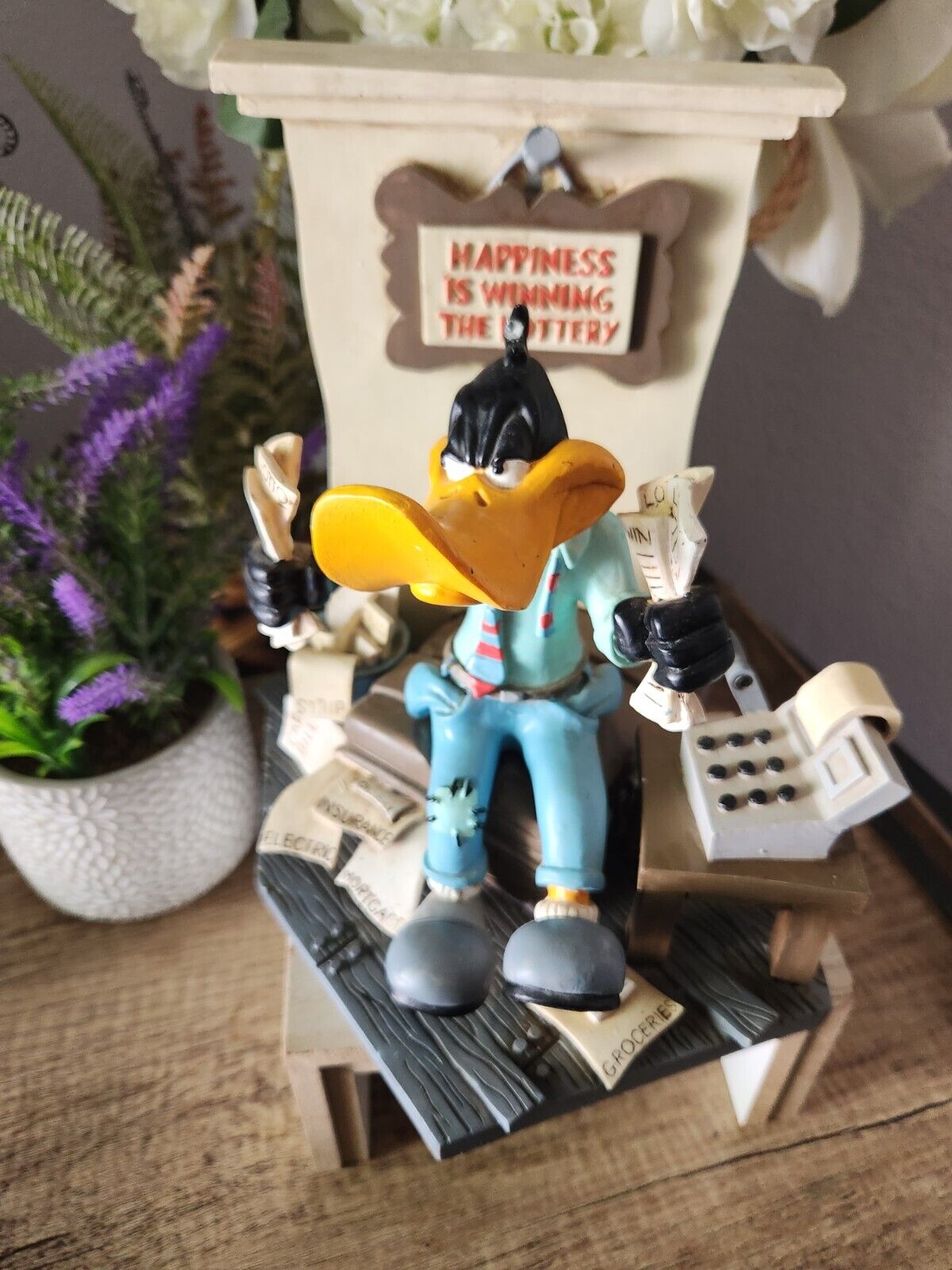 Rare Warner Brothers Daffy Duck Statue Happiness is Winning the Lottery