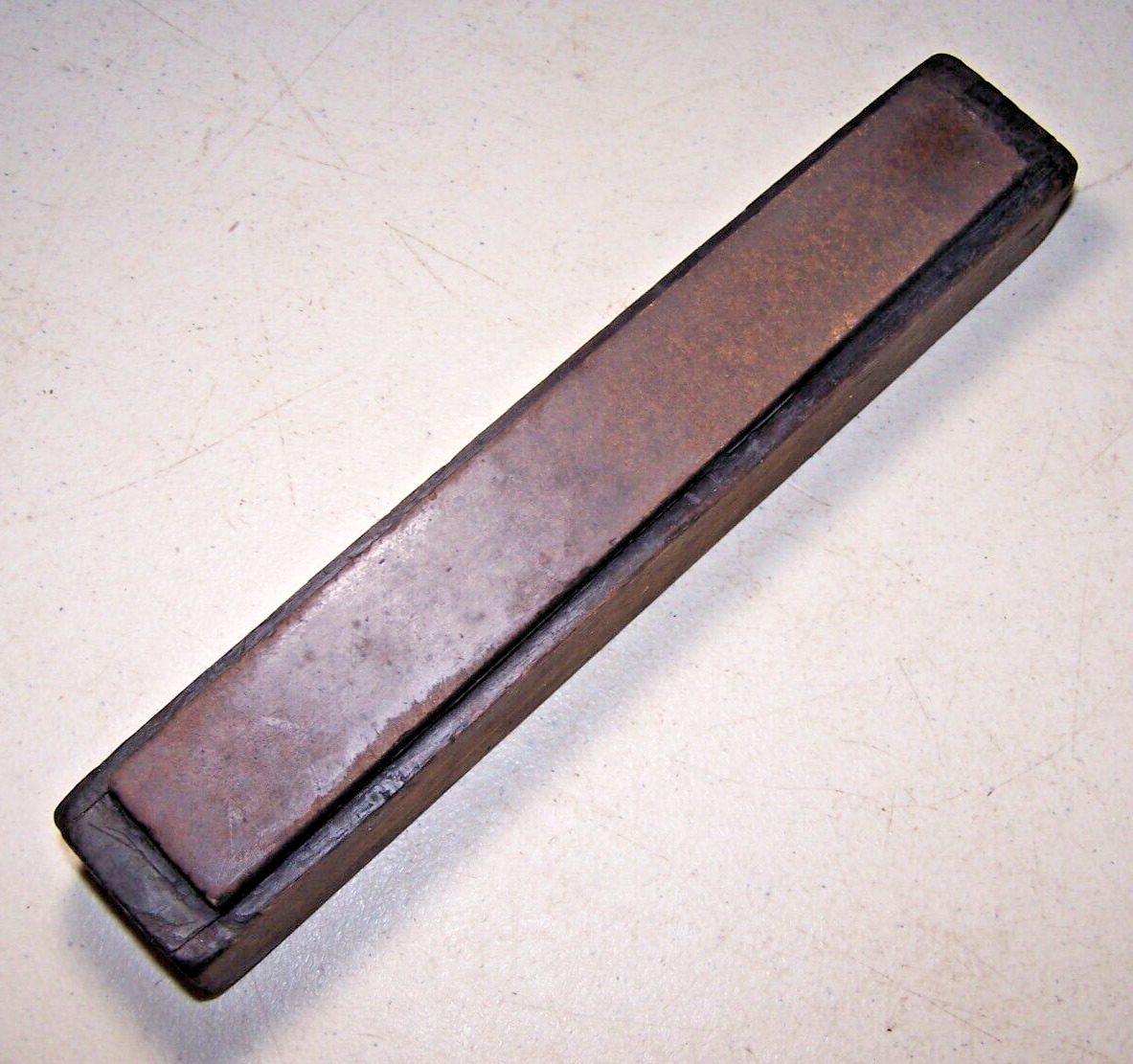 Antique-Razor Grit Knife Sharpening Stone Oil stone Tool Chestnut wood Box (