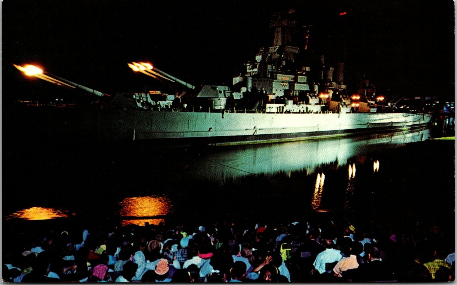 U.S.S. Iwo Jima Bombardment Firing Of Guns Naval Ship Postcard A1253