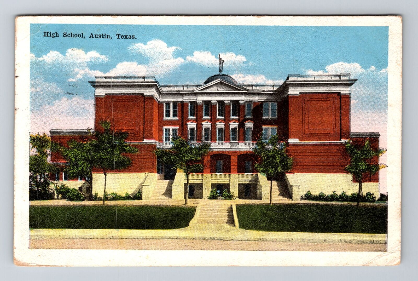 Austin TX-Texas, High School, Antique Vintage Souvenir Postcard