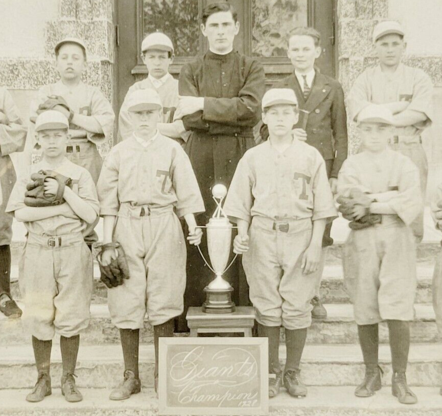 Rare 1928 Sharon Massachusetts Baseball Team RPPC Postcard Giants Champions MA
