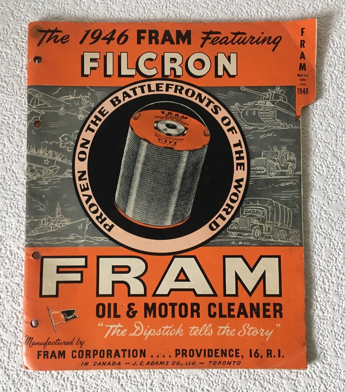 Vintage 1946 FRAM OIL & MOTOR CLEANER Filter Parts Brochure Sales Advertising