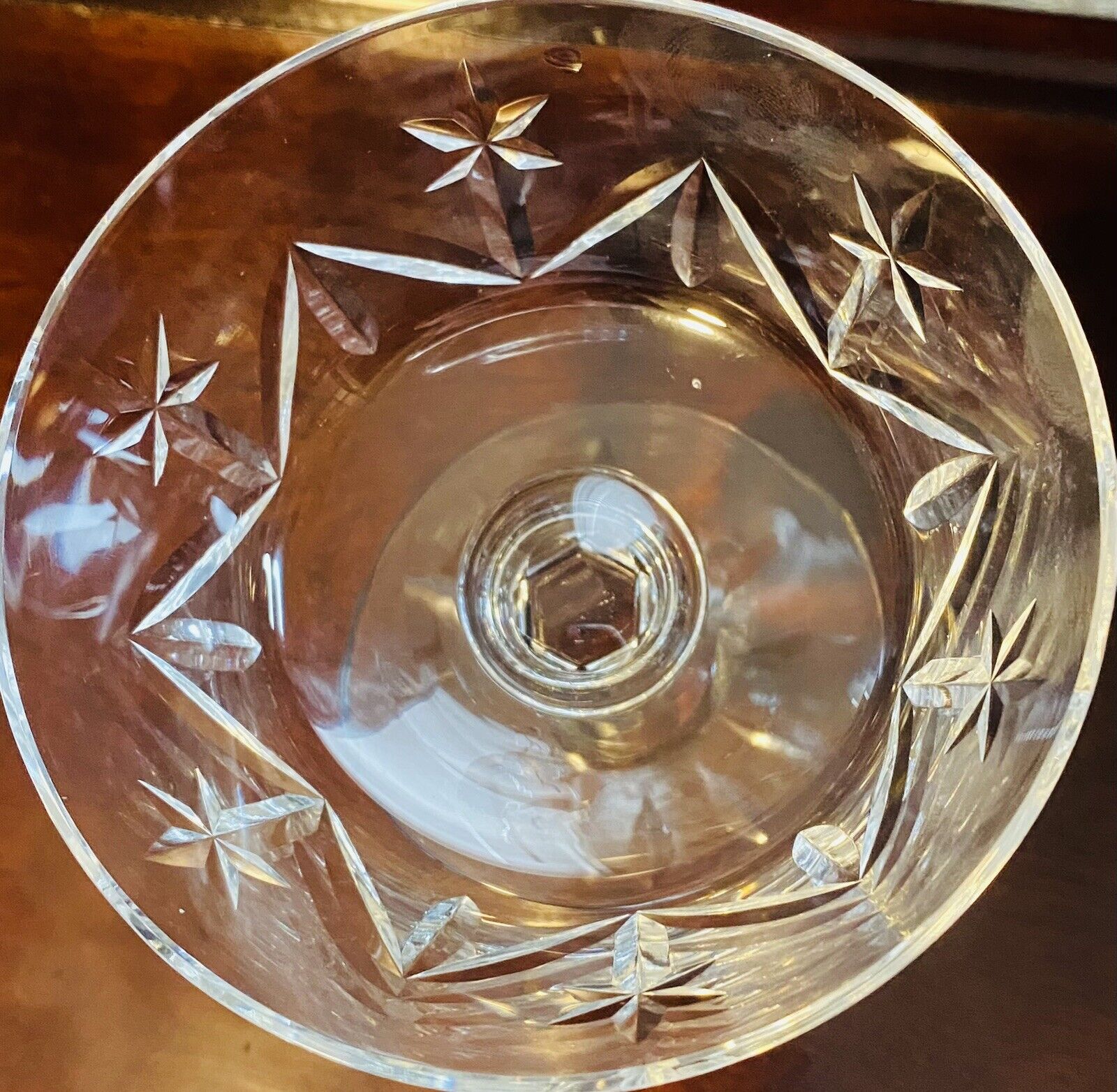 1970\'s Mid Century Atomic Star Martini Cocktail Glass Crystal Barware Set Of 8
